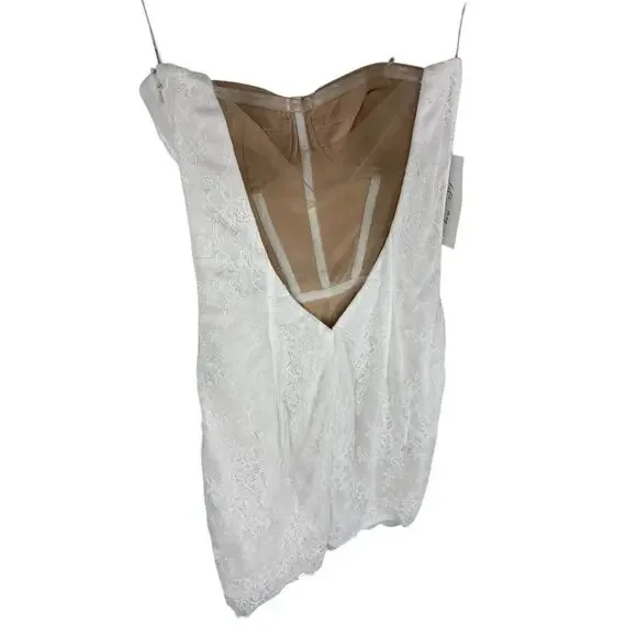 Katie May Britt Lace Strapless Mini Dress Sexy Cocktail Bridal Wedding Ivory XS